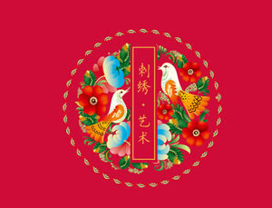 introdução bordados arte de bordar modelo de ppt estilo chinês