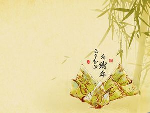 Faint bamboo forest Zongzi Dragon Boat Festival ppt background pictures