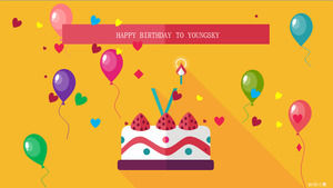 Flying love music background birthday card dynamic ppt template