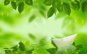 清新自然，优雅绿叶PPT背景图片