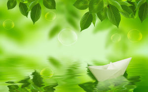 綠草綠葉淺綠色精美的幻燈片背景