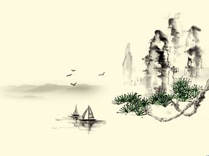 Gu Shan antiguo paisaje de los antiguos gansos - paisaje clásico imagen de fondo encanto