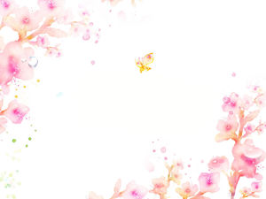 墨蝴蝶粉红色的PPT背景图片