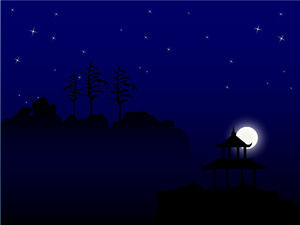 夜空明るい空ロマンチックな月のPPTテンプレート全体でメテオ