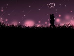 Meteor shower stars under the love couple background picture