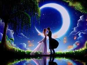 Moonlight love PPT romantic background picture
