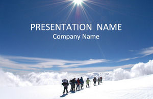 Mountaineering team snowboard team cooperation business ppt template