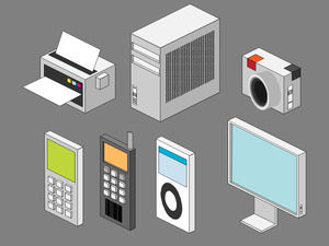 Ppt komputer rysunek telefon i inne produkty elektroniczne materiał wektor ikona