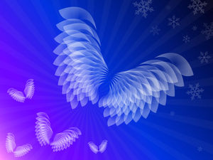 Pretty wings snowflakes blue ppt background pictures