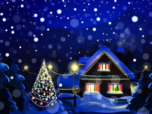 ロマンチックなクリスマスの夜、青PPTの背景画像