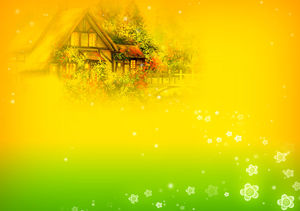 Romantic hut oil painting ppt background picture