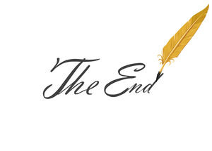 the end of the chicken pen writing effect ppt template