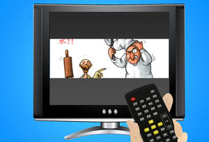 TV remote control switch to turn off the TV effect ppt template